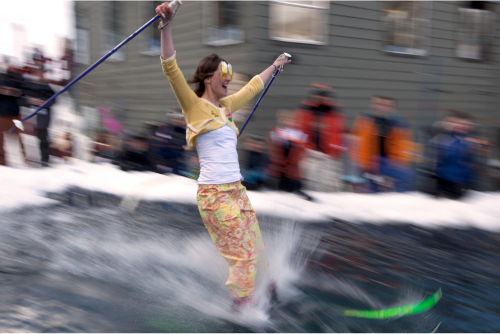 Girl in Costume Pond Skimming