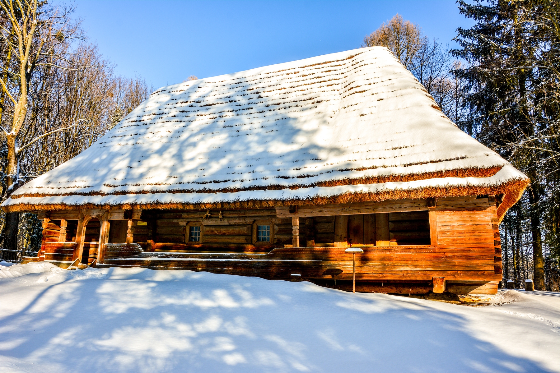 Old Homestead Cabin during winter