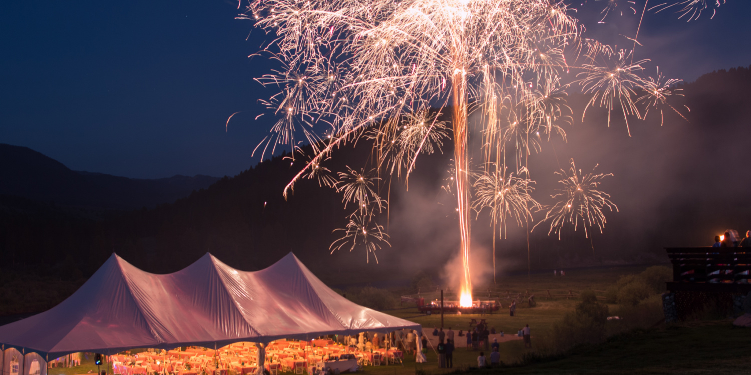 Fireworks and White Tent in Big Sky Field