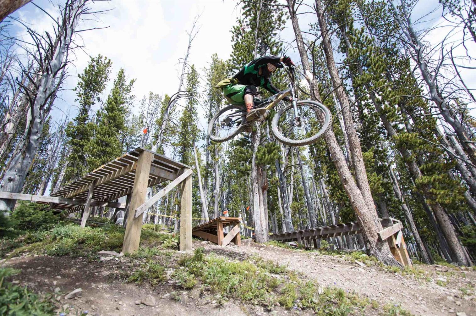 Person Mountain Biking in Big Sky Montana
