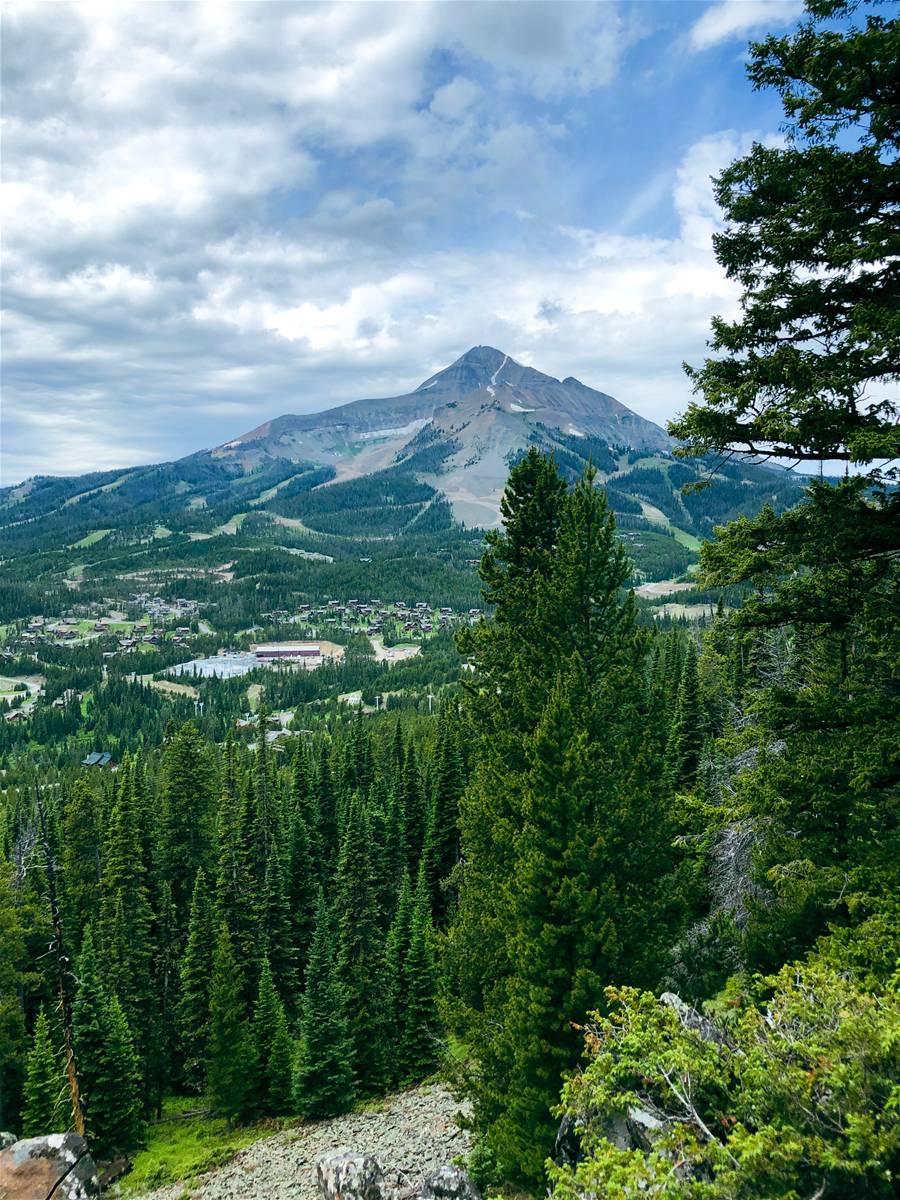 Lone Peak, Town of Big Sky, and Surrounding Forest