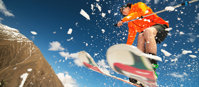 Skier Skiing in Spring