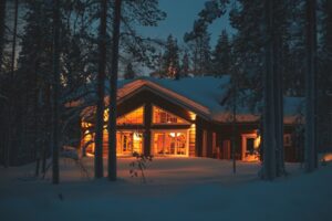 Home-on-Nordic-Trail Covered in Snow in Big Sky