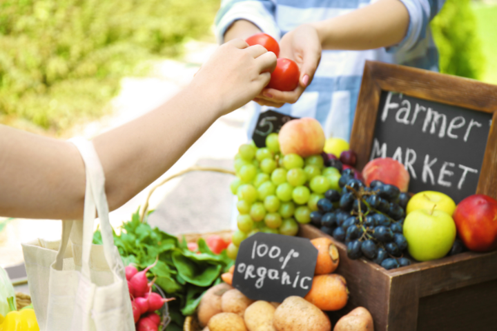 Fruit and Sign at Famers Market